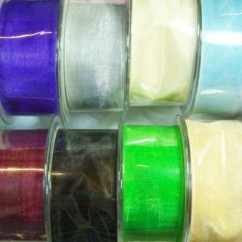 25 metres of 40mm chiffon ribbon choice of colour