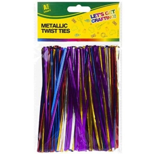 Pack of 400 multi coloured metallic twist ties size 16cm