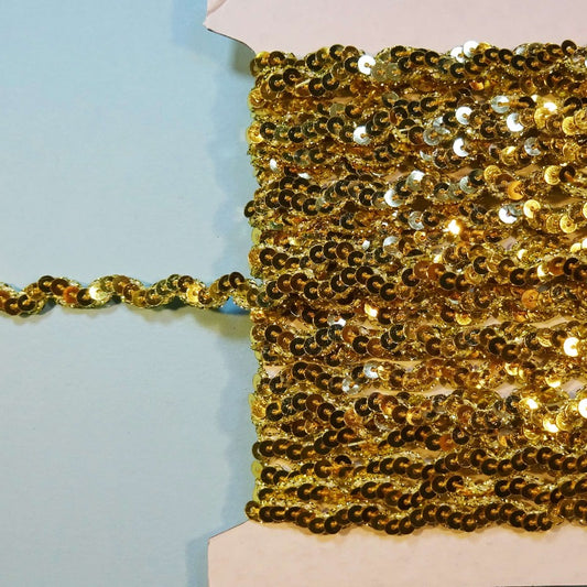 10 metres Ric Rac type gold coloured braid with small sequins 8mm