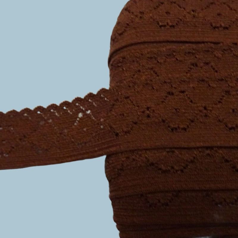 20 metres of dark brown STRETCH lace flower design 25mm wide clearance