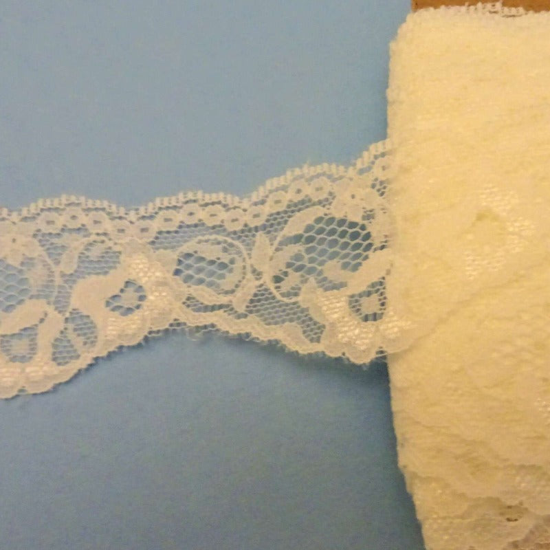 20 Metres Of Floral Ivory Lace 36mm Wide Clearance