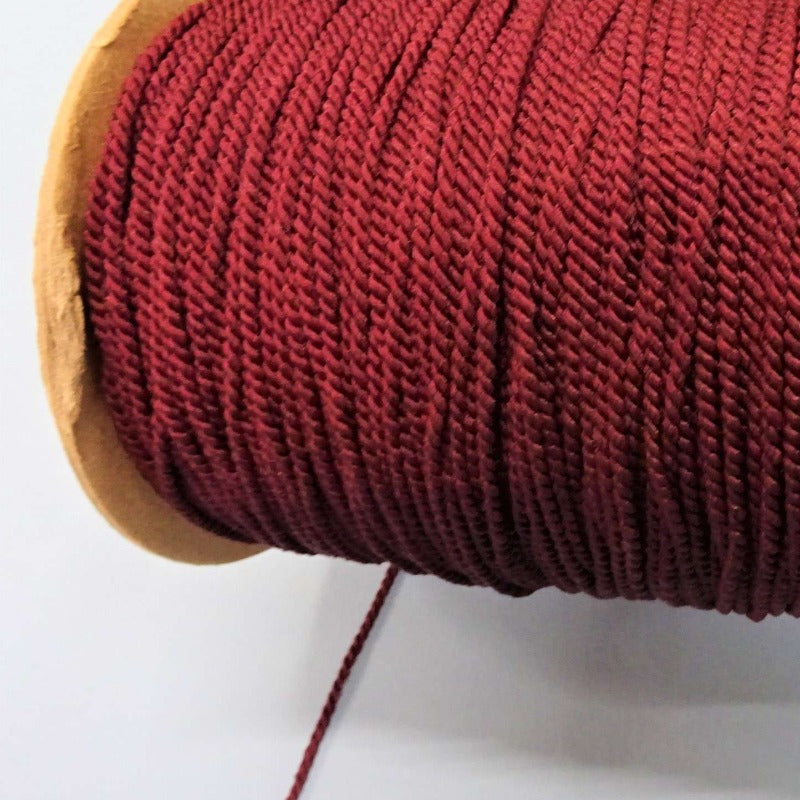 400 metres approximately reel of Wine satin twist cord 2mm wide clearance