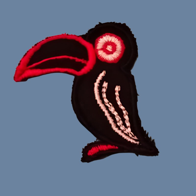 12 sew on black and red toucan motifs 6cm x 5cm clearance