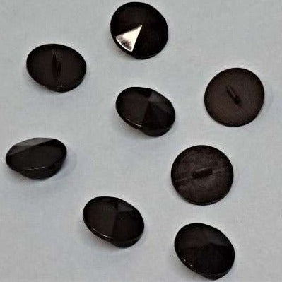 50 Black shank facetted buttons size 19mm clearance