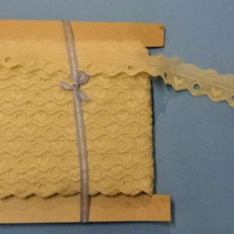 Only One Lot Of 26 metres of cream broderie anglaise spike type edge 22mm wide Loose In A Bag