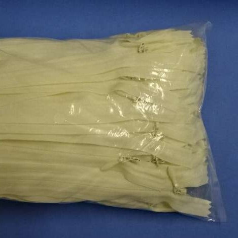 100 invisible zips CREAM size 36cm / 14 inch