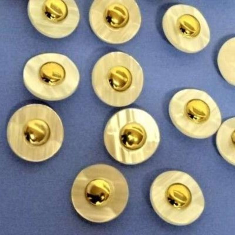 50 large ivory iridescent buttons with gold centre 25mm clearance