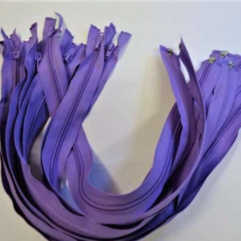 10 nylon open end zips LILAC colour 53cm / 21 inch clearance