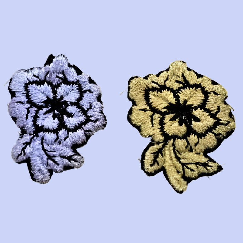 10 metallic embroidered flower sew on motifs size 5cm x 6cm clearance