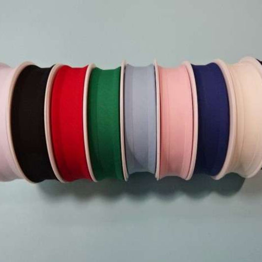 25 metre reel of  POLY COTTON BIAS BINDING 25mm wide Machine washable 65% Polyester 35% Cotton