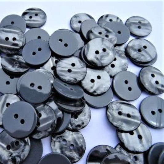 100 shiny mid grey buttons 2 hole buttons size 16mm clearance