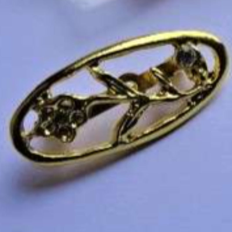 10 gold coloured metal flower brooches with a diamante 35mm x 11mm clearance * Only 5p each *