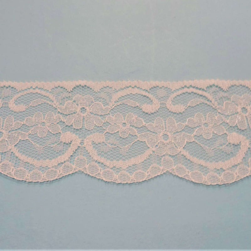 20 metre card of floral design WHITE lace 55mm / 2.25 inch wide