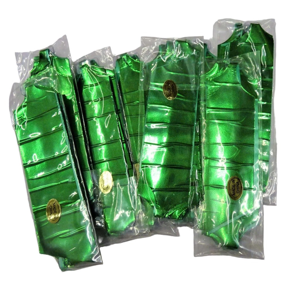 50 emerald green pull up bows 32mm crinkle metallic ribbon clearance
