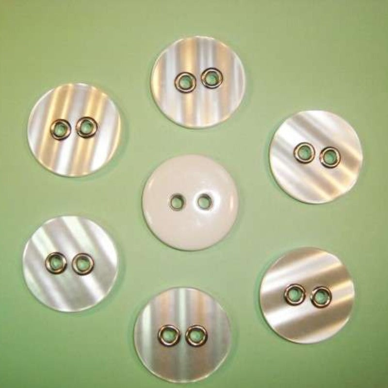 25 large white shiny button metal holes size 31mm clearance