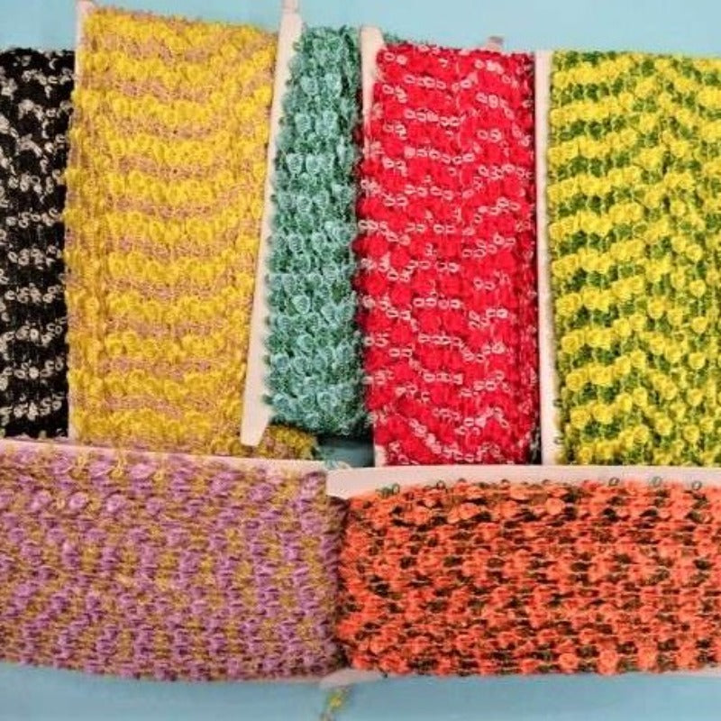 Card of 45 metres approximately of 10mm silky rose trim / lace choice of colours clearance