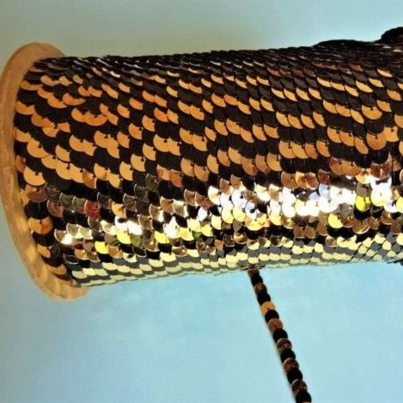 220 Metres approximately of 6mm Strung Sequins Black And Gold Clearance
