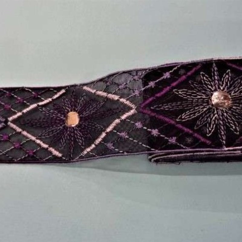 9 metres of DARK PURPLE multi coloured lace 45mm wide with mirror like sequins clearance