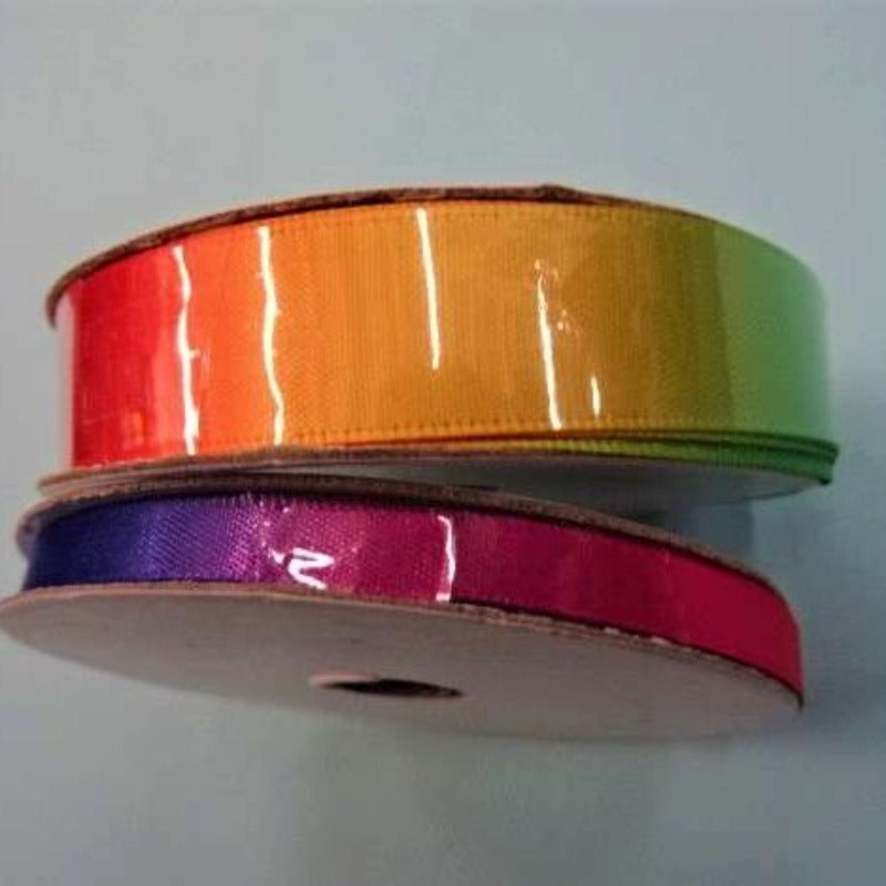 10 metres of rainbow double satin ribbon