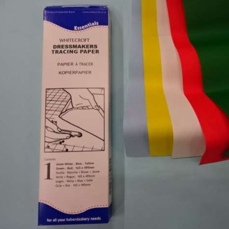 Pack of 5 coloured sheets of Dressmakers Tracing paper each sheet size 165mm x 495mm Whitecroft Brand
