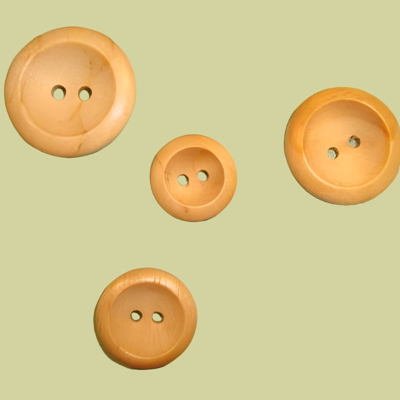 100 wooden buttons wedge edge 2 holes choice of size