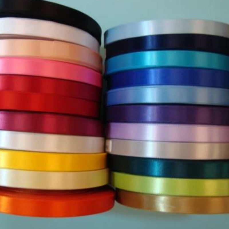 100 metre reel of single side satin ribbon 15mm wide choice of colour