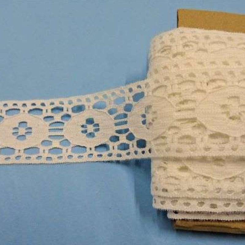 20 metres of white lace with both straight edges 40mm wide clearance