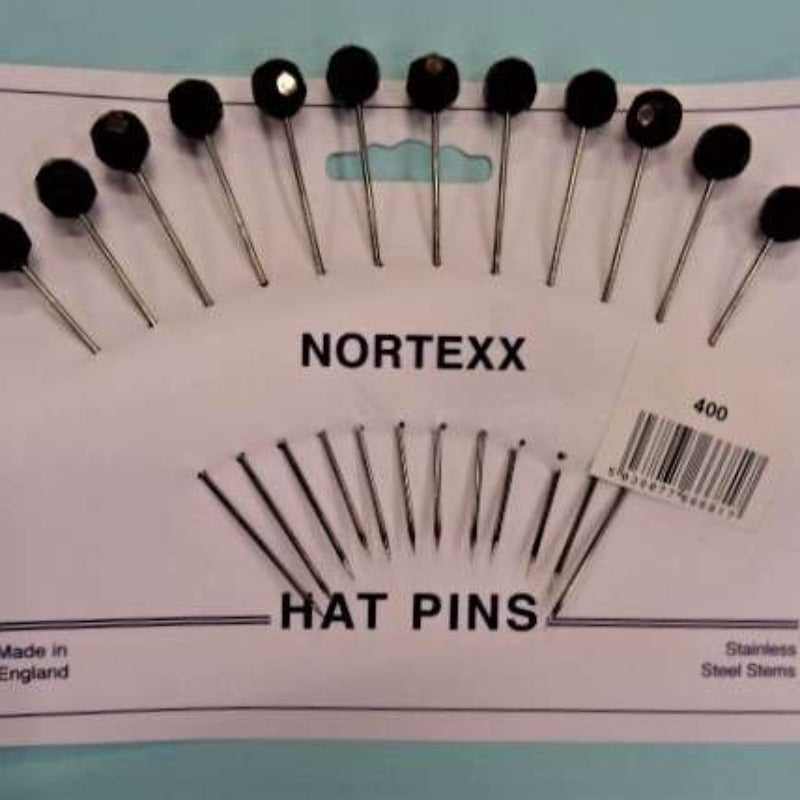 Card Of 12 Hat Pins With Black Faceted Top