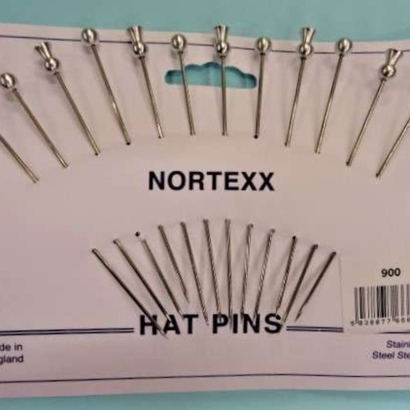 Card Of 12 Hat Pins With Silver Tops Ball And Thistle Design