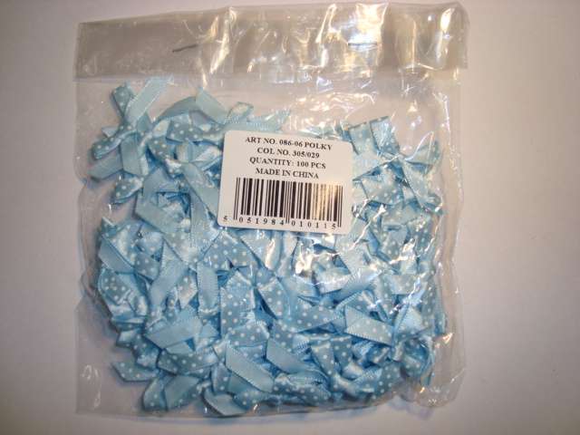 100 polka dot / spot bows made with 7mm ribbon