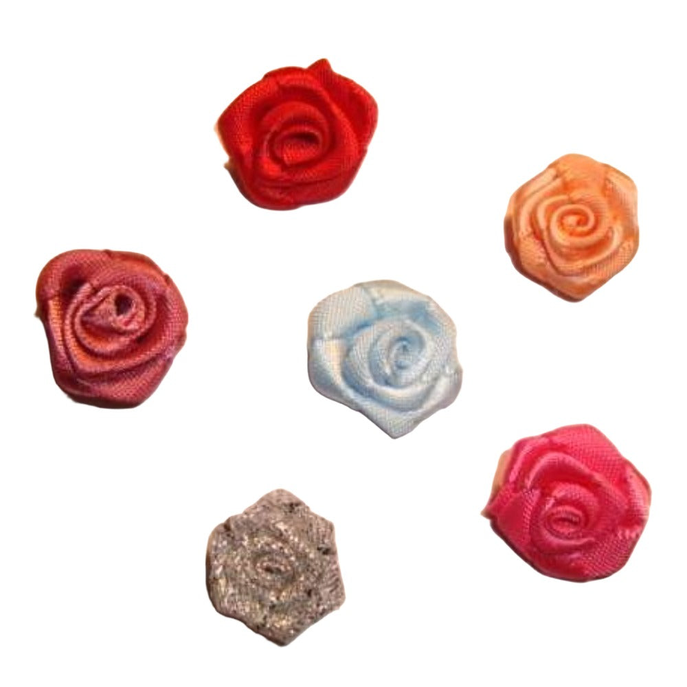 20 large flat ribbon rose 30mm