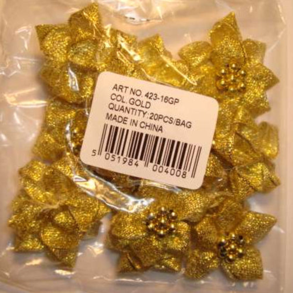 20 pearl centred spike type satin ribbon flower choice of colour