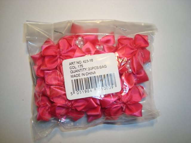 20 pearl centred spike type satin ribbon flower choice of colour