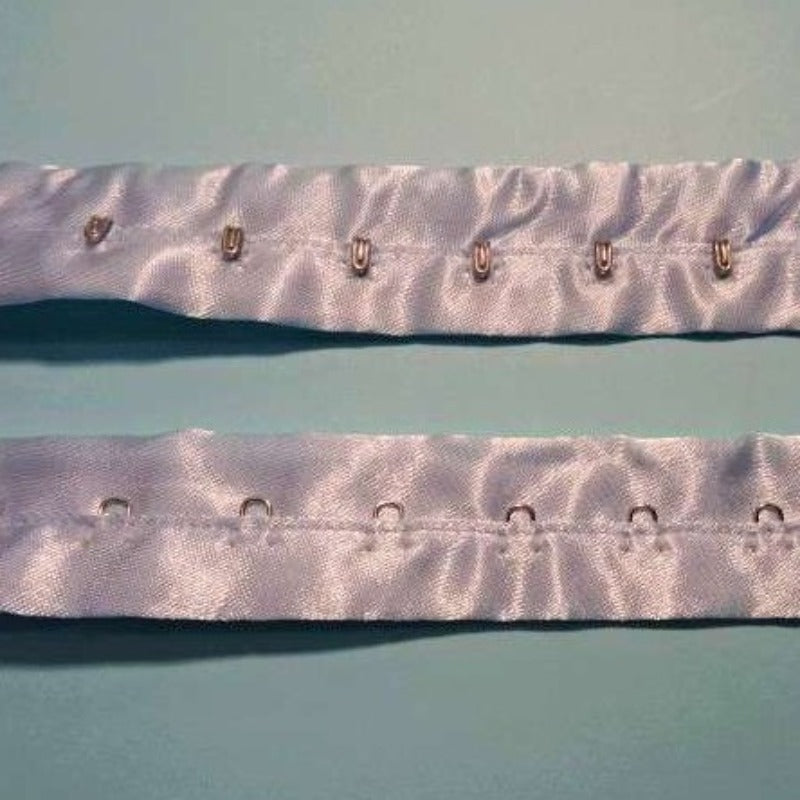 1 Metre Of Light Blue Satin Hook And Eye Tape 30mm Wide Tape 20mm Spacing Clearance