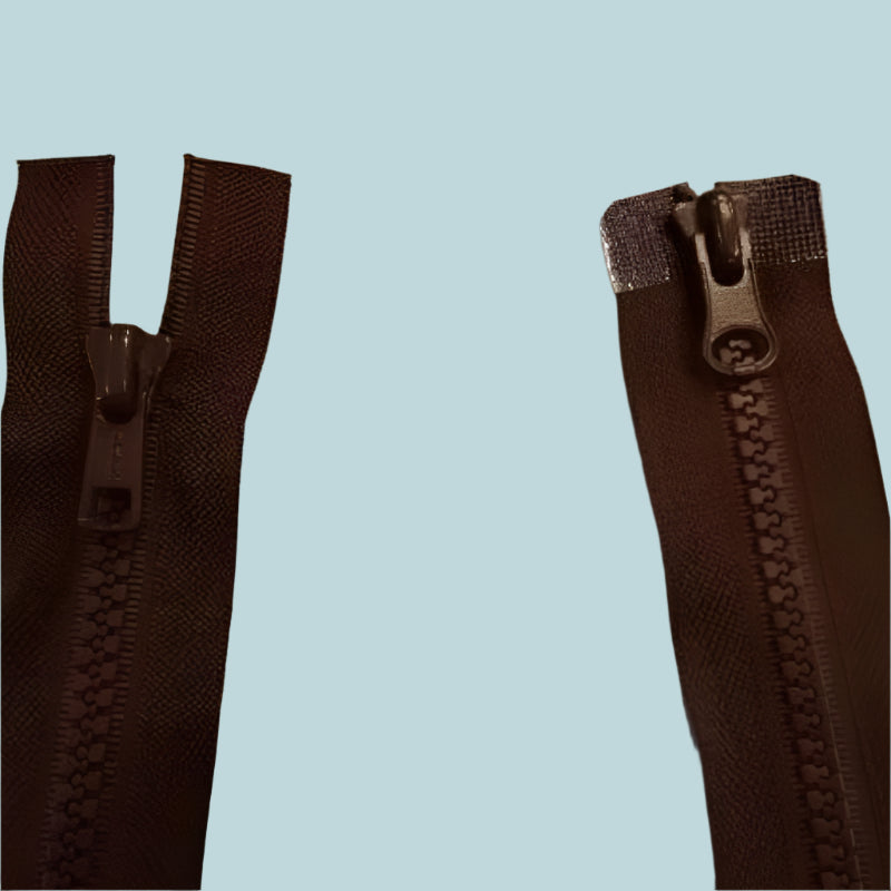 DOUBLE ENDED Dark Brown plastic chunky teeth open end zip 56cm / 22 inch clearance