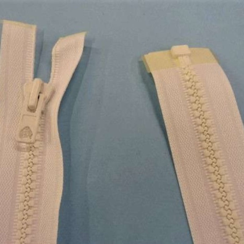 10 white plastic chunky open end zips 68cm / 27 inch clearance