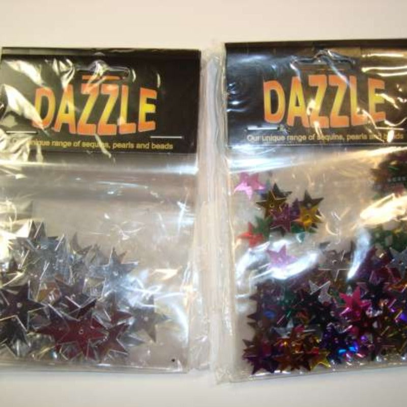 5 cards of assorted colours star colour sequins