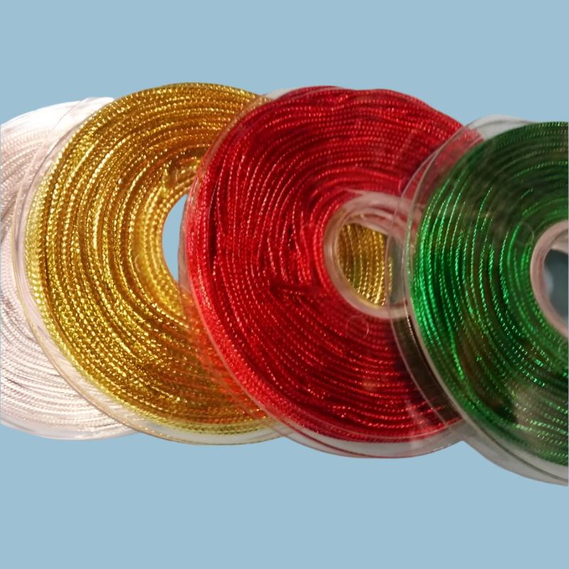 20 metre reel of Rats tail satin cord metallic type