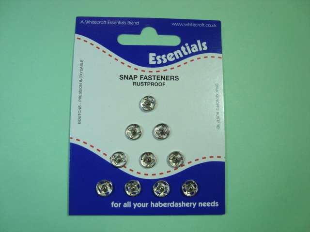 10 cards metal snap fasteners / press studs choice of size Whitecroft