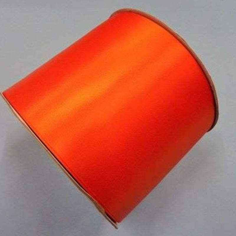 50 metre reel of Orange very wide single satin ribbon 100mm / 4inch