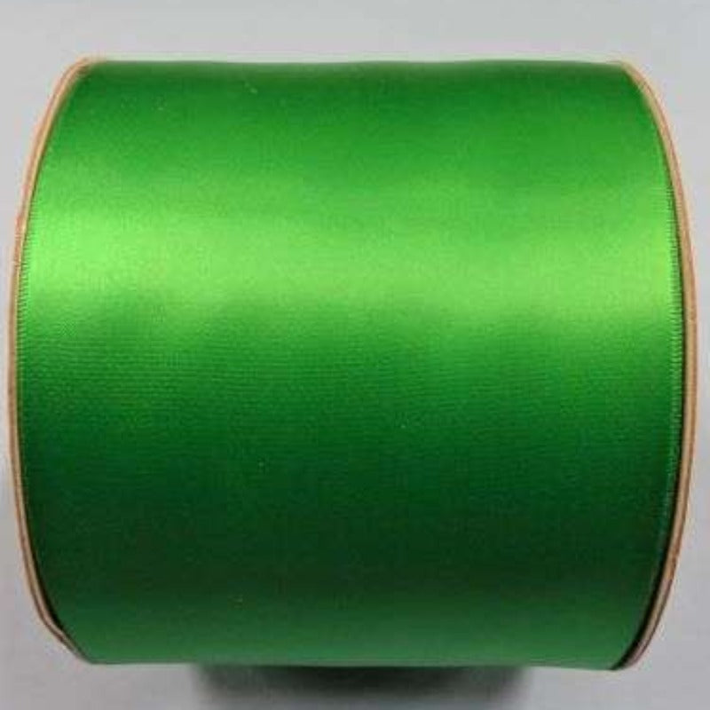 50 metre reel of Emerald Green very wide single satin ribbon 100mm / 4inch