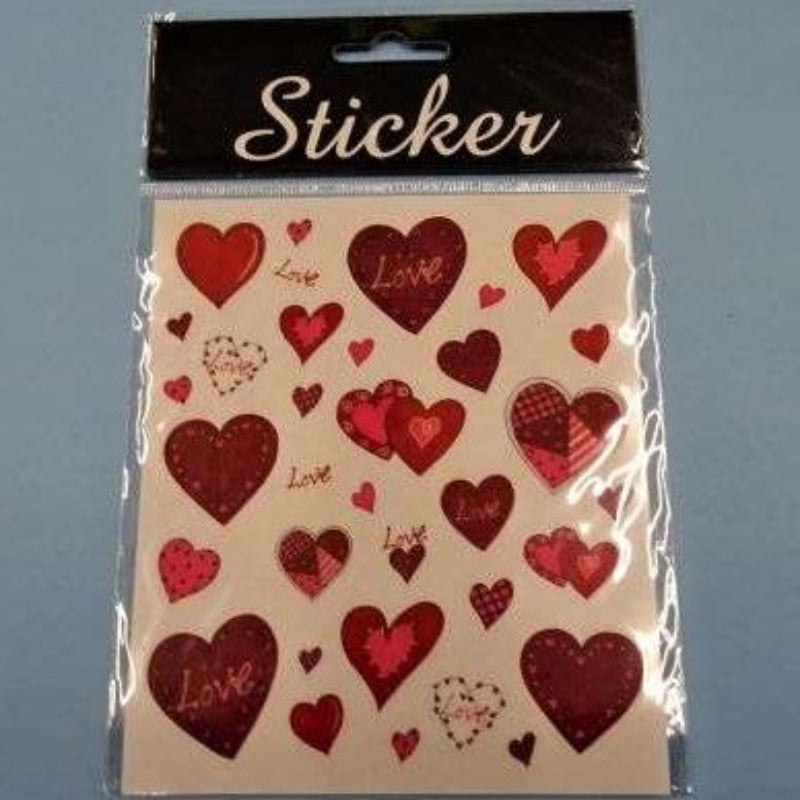 Pack of 2 sheets of Red Heart Stickers
