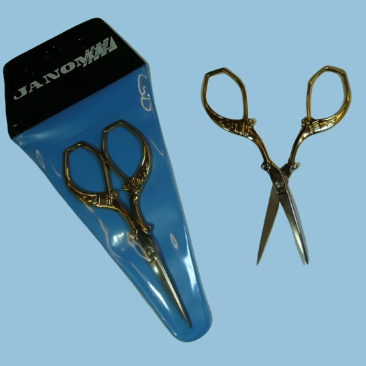 XCP28G 9cm / 3 1/2 inch FLORAL gold colour metal embroidery scissors