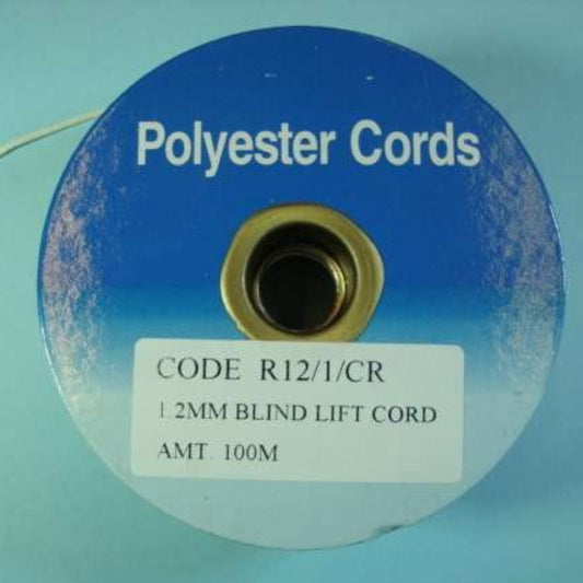 100 metres of 1.2mm polyester blind cord on blue card reel