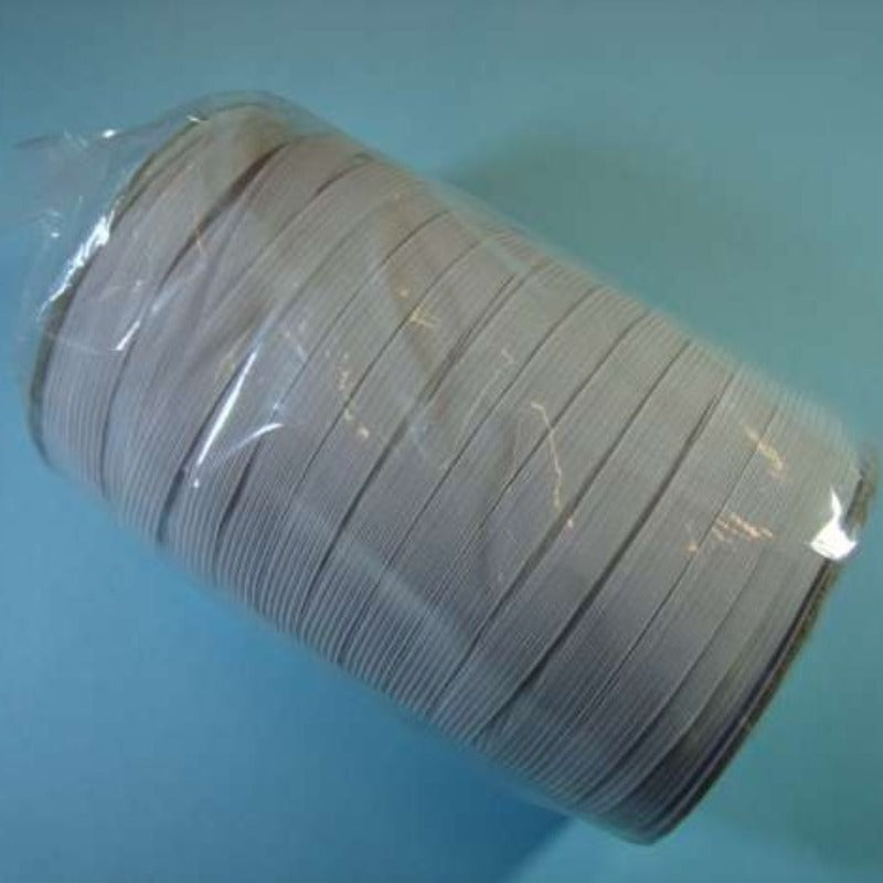 100 Metre Reel Of 6 6ord White Narrow Flat Elastic 5mm Wide