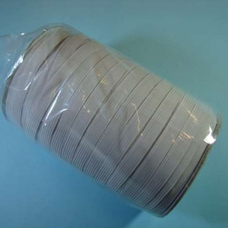 100 metre reel of 16 cord WHITE narrow flat elastic 12.5 mm wide