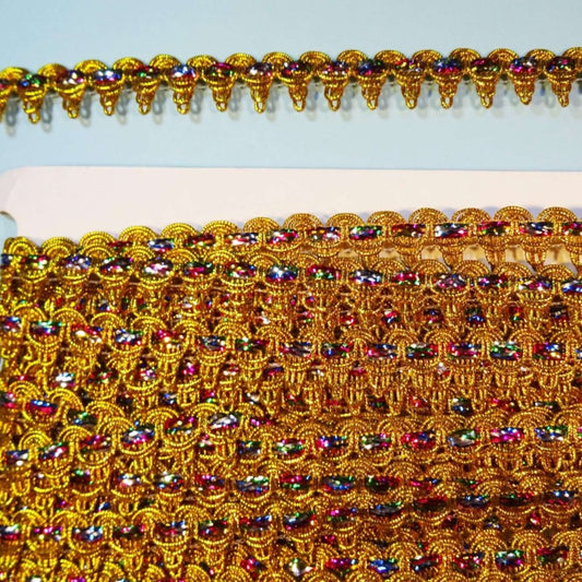 10 metres gold braid multi coloured 16mm wide
