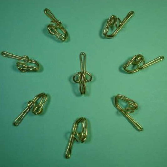 50 gold coloured BRASS plated metal curtain hooks