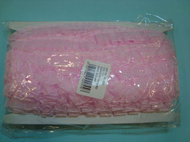 10 metres of gathered satin with lace trimming 25mm wide choice of colour