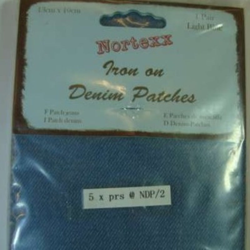 5 Cards Of One Pair Of Iron On Denim Patches Choice Of Colours